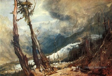 Glacier et source de l’Arveron remontant à la Mer de Glace paysage Turner Peinture à l'huile
